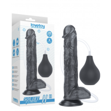 Черный фаллос с имитацией семяизвержения Lovetoy Squirt Extreme 28 см